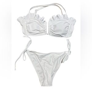 Pure White Bridal Two-Piece Bikini | Rhinestone High-Leg | New w/o tags